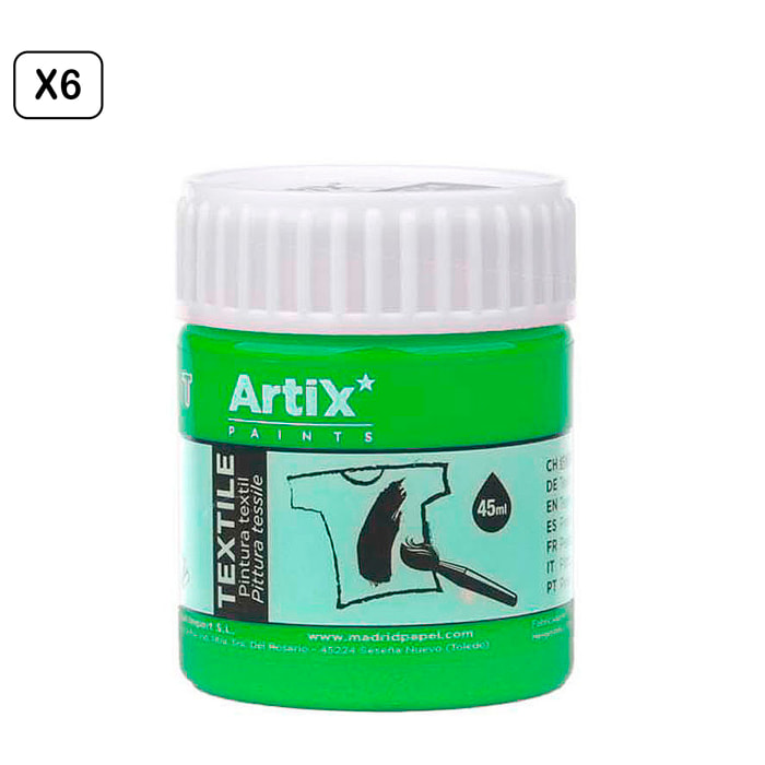 Pack 6 Uds. PITTURA TESSILE VERDE CHIARO 45 ml