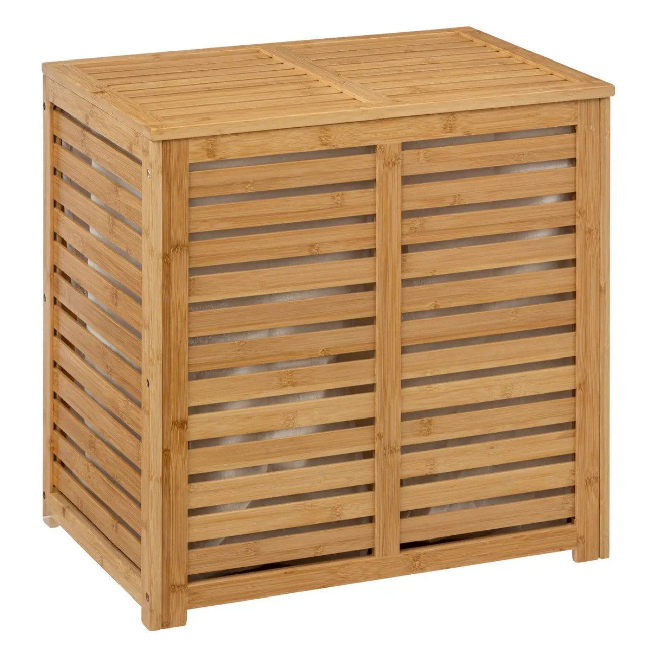 Panier à linge double 50L "Sicela" bambou