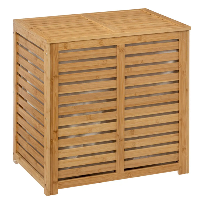 Panier à linge double 50L "Sicela" bambou