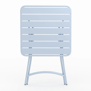 Table de jardin pliante en métal bleu pastel 2 personnes - Yumi
