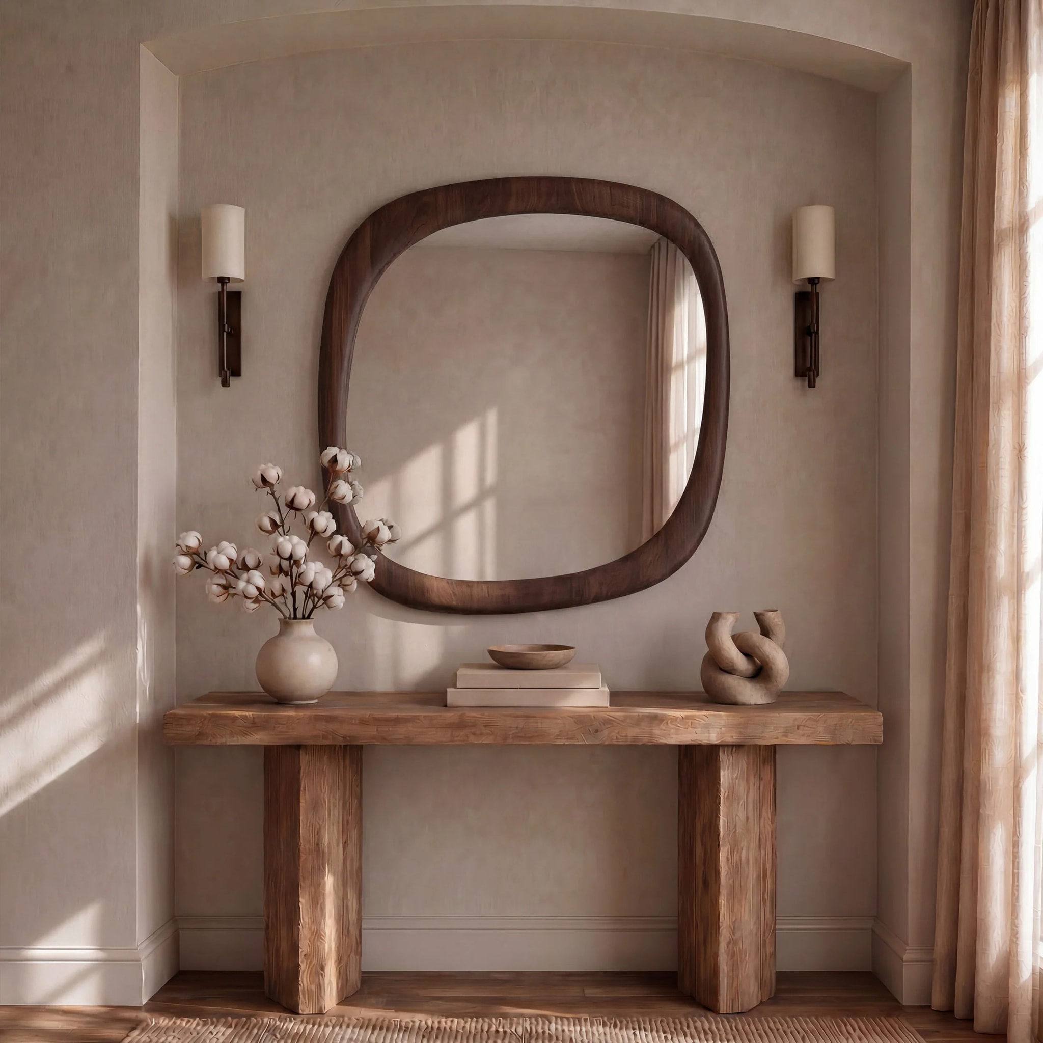 Miroir carré en placage noyer, 120 x 120 cm - Yoko