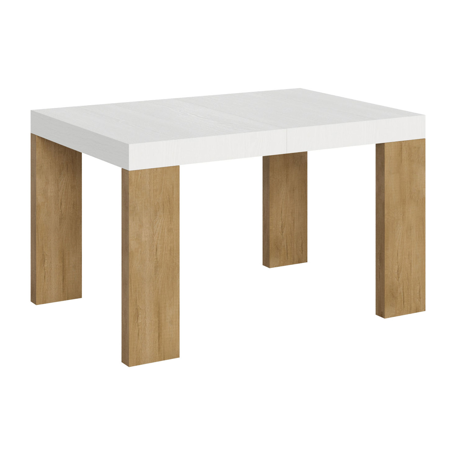 Table Roxell Mix Extensible dessus Frêne Blanc structure Chêne Nature 90x130 Allongée 390