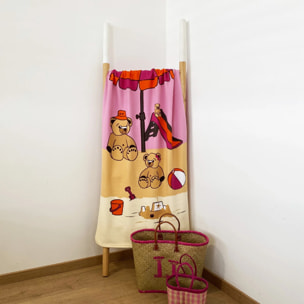 Serviette de plage microfibre enfant - Nounours - 70x140cm - 250g/m²