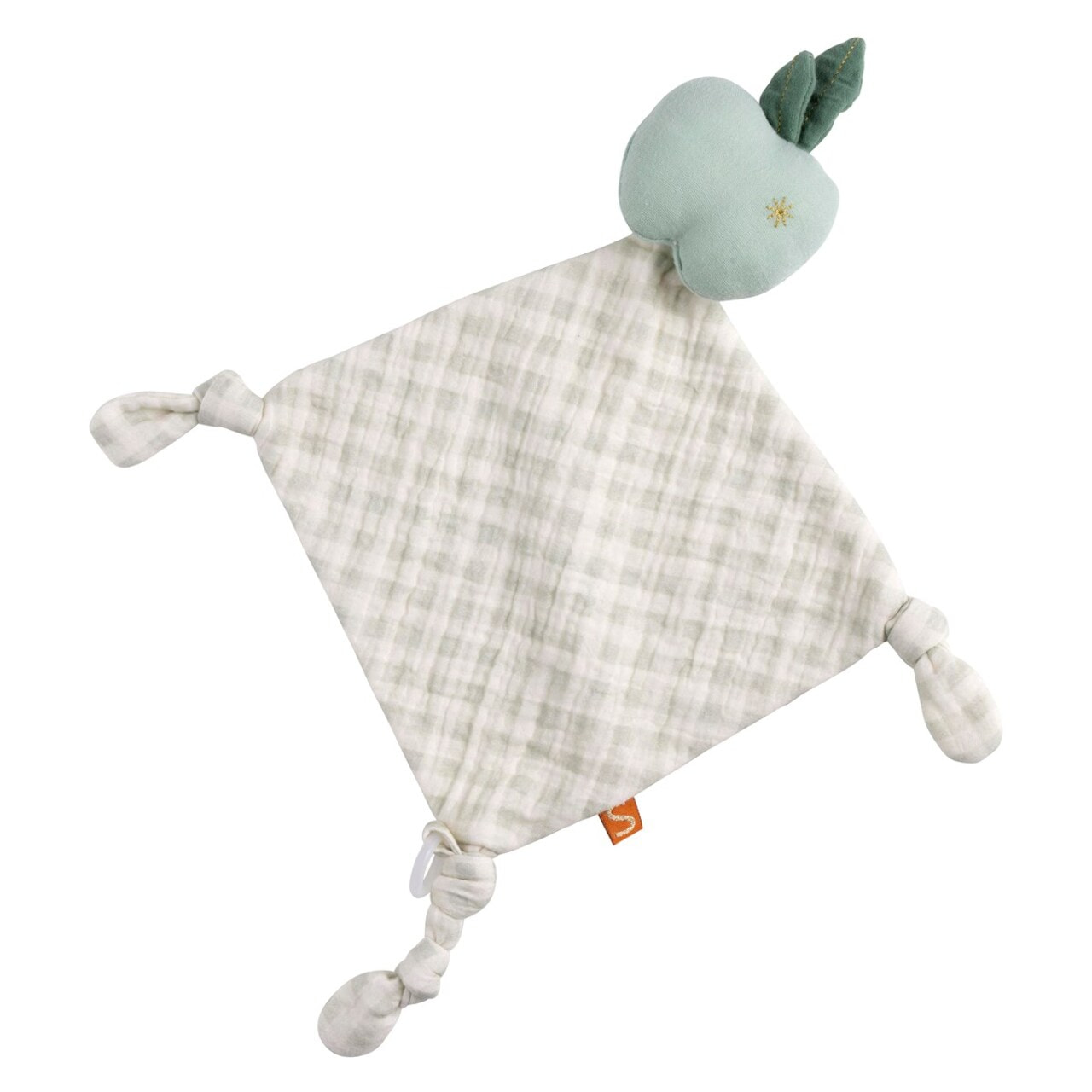 Doudou mouchoir pomme en coton Vert