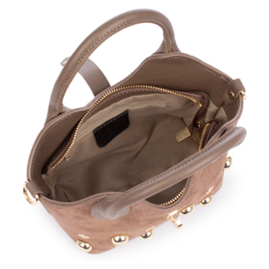Barzanò Bolso de mano Mujer. Piel auténtica Gamuza con detalles metálicos.
