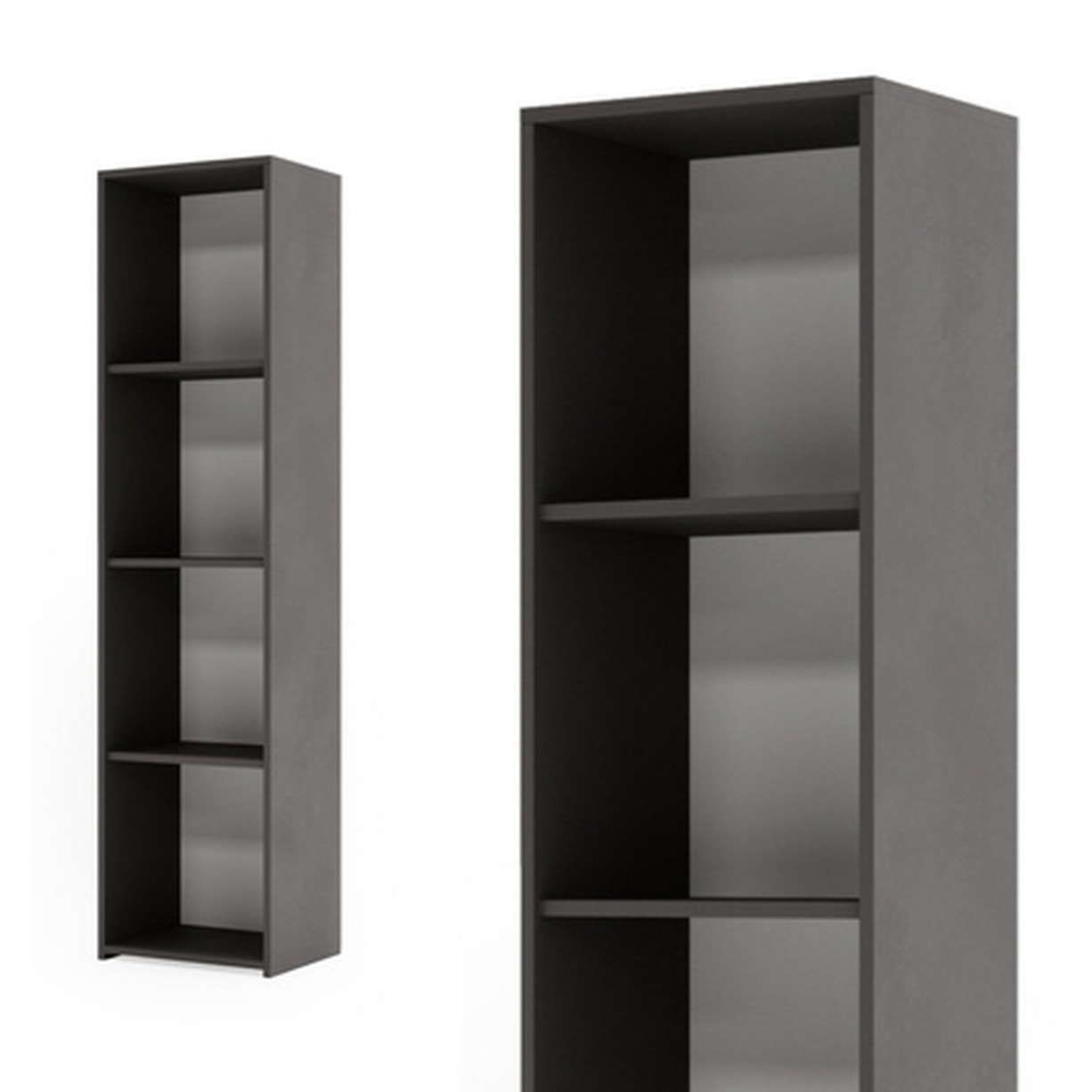 Libreria a colonna LONI 160x40 cm grigia con 4 ripiani a giorno