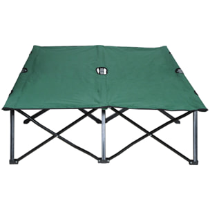 Lit de camp pliable double 193 x 125 x 40 cm avec sac de transport métal noir polyester Oxford vert