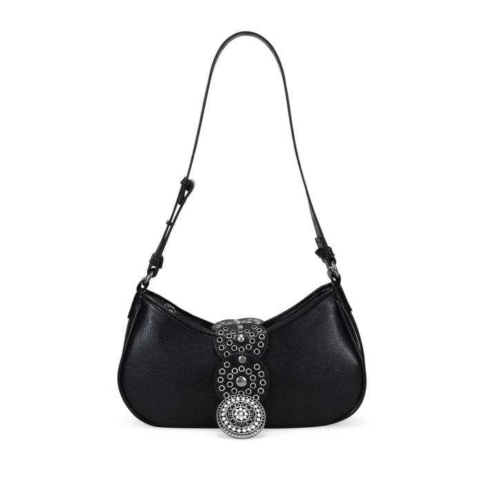 Bolso de hombro negro con solapa cowboy