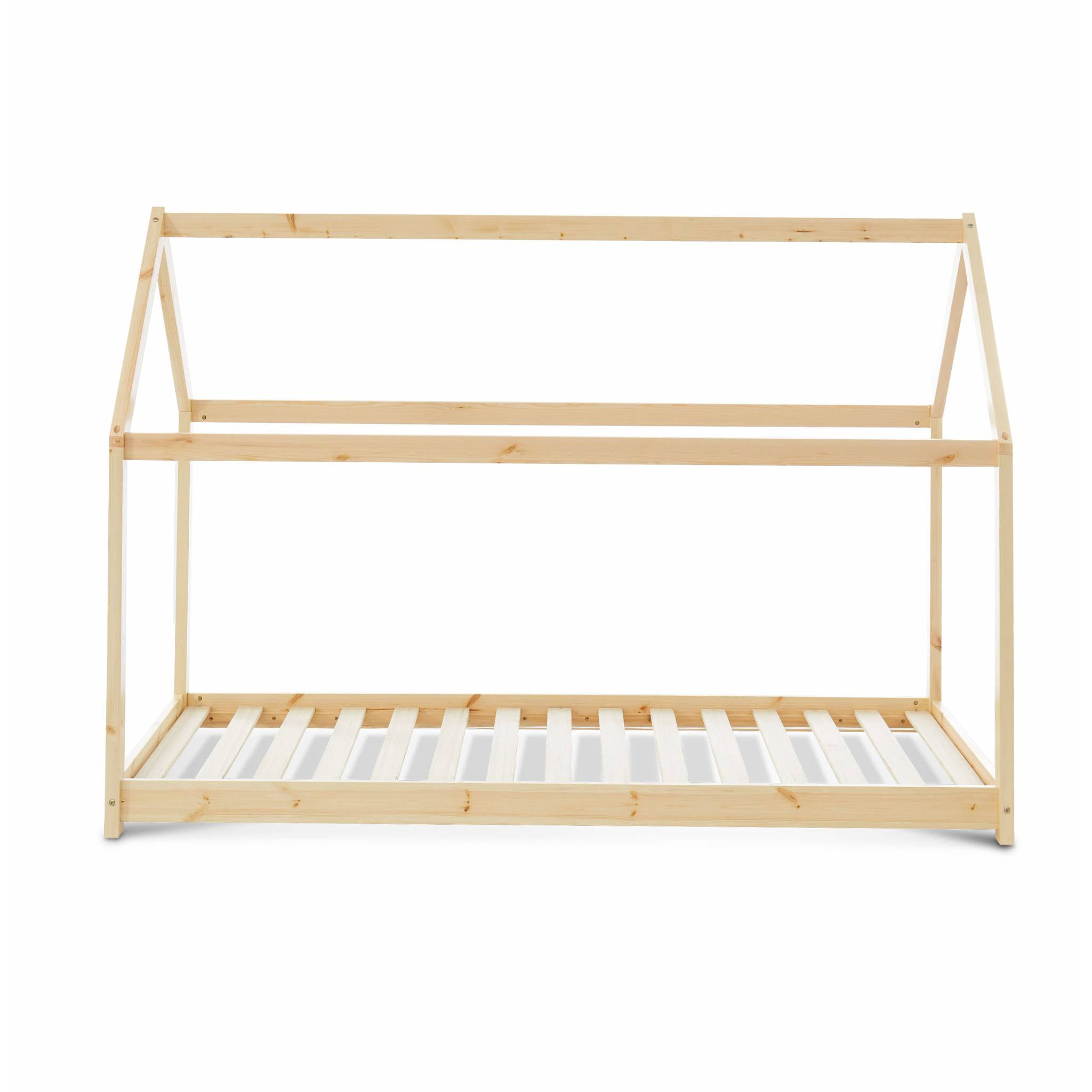 Lit cabane Montessori. bois massif en pin naturel - Tobias - sommier inclus. 90 x 190 cm