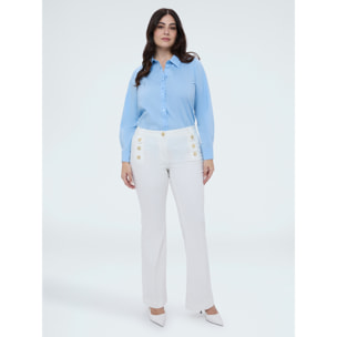 Fiorella Rubino - Camisa clásica en popelín de algodón - Light - blue