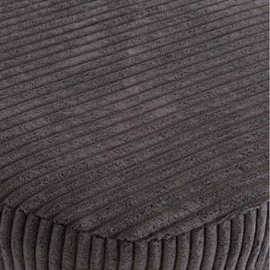 ALBANE - Tabouret rond 36x36cm tissu velours côtelé gris anthracite pieds métal