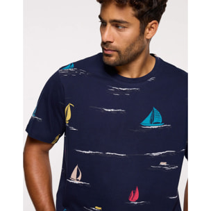 Camiseta Manga Corta Azul Marino - Sluupy