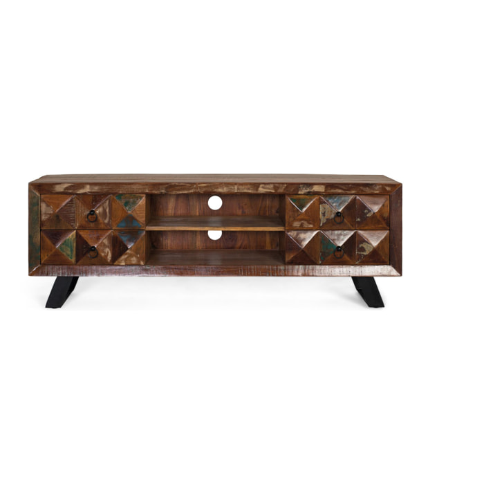 Mueble TV de Madera Reciclada 150 Cm Estilo Industrial Moderno