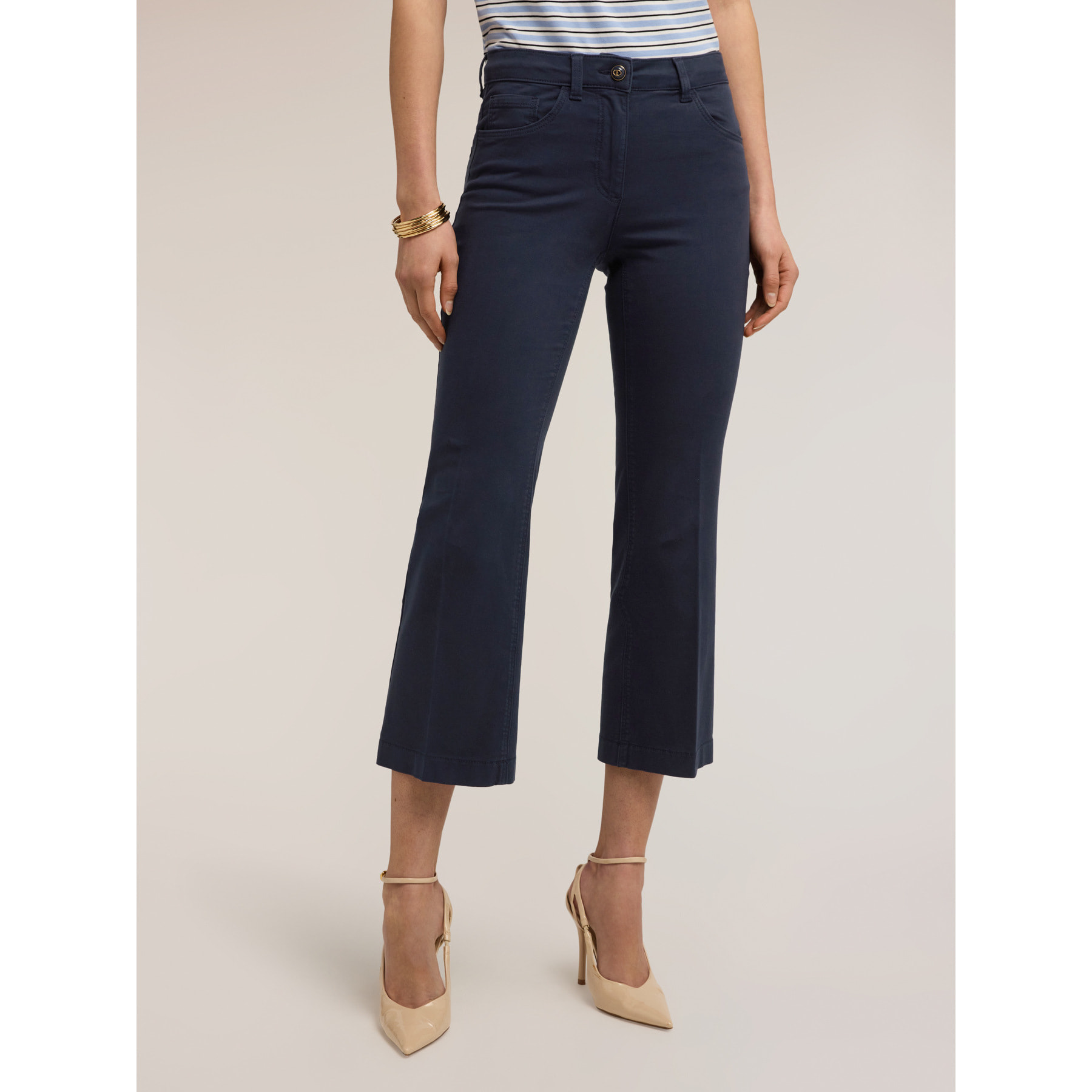 Motivi - Pantalones kick flare en drill - Azul