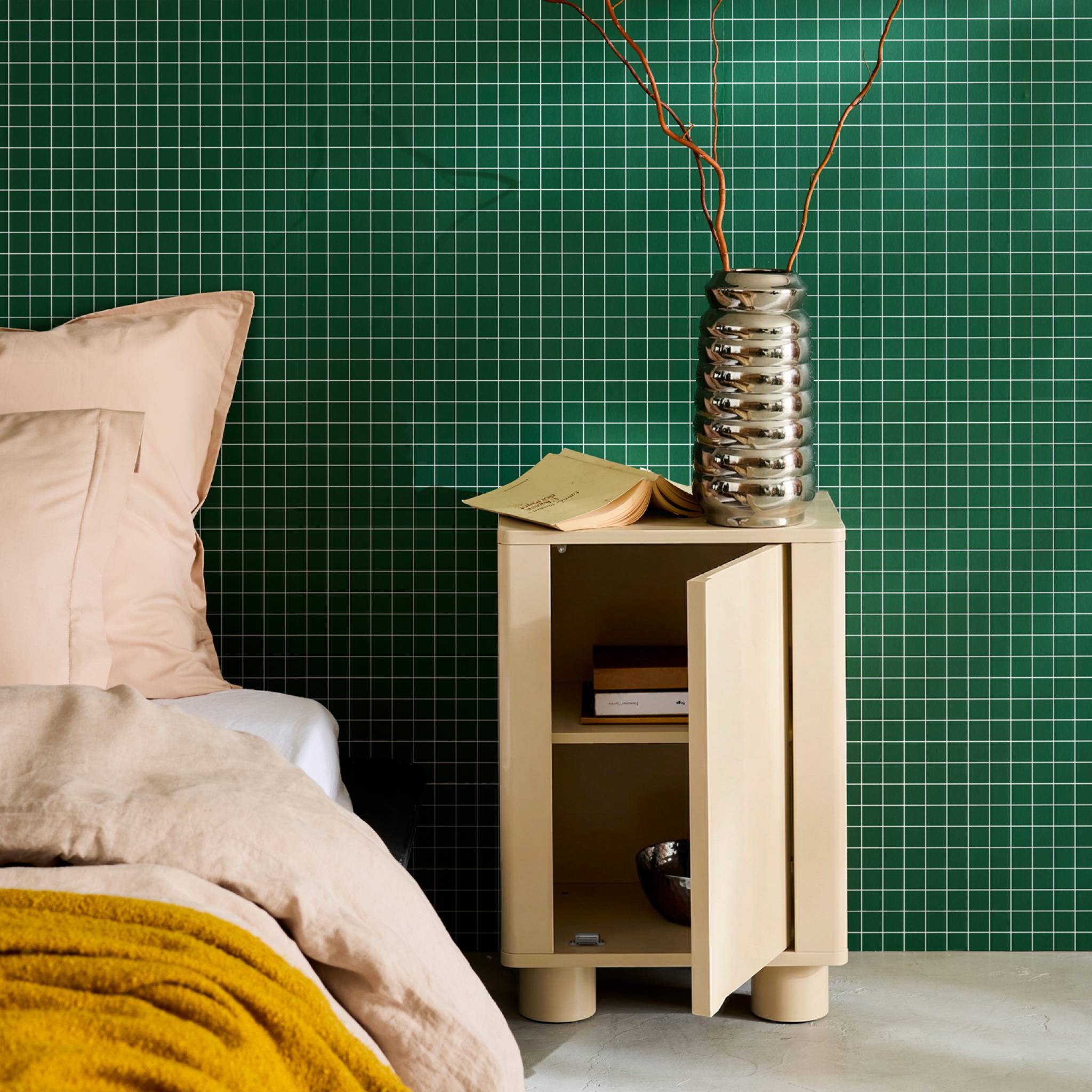 Table de chevet décor bois 1 porte réversible PONDI