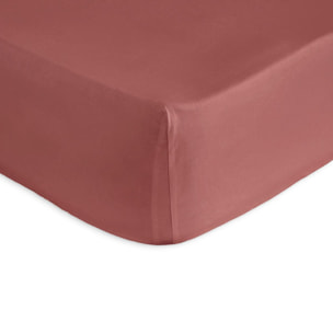 Drap housse PURE en coton percale rose foncÃ©