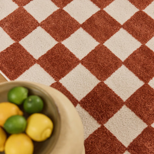 PANTONE - Tapis terracotta à motif damier TERRA DEL SOL