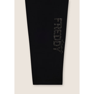 Leggings 7/8 a vita alta con logo in borchie