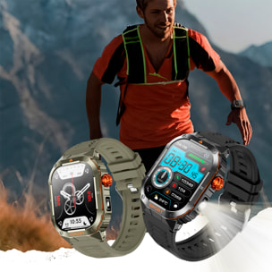 Smartwatch D16 con corona multifunzione intelligente, oltre 100 modalità sportive, monitoraggio della salute e torcia.