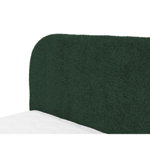 Orane - lit coffre - 160x200 cm - en tissu bouclette - Vert
