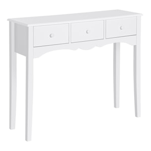 Mueble Mesa Recibidor Entrada Tocador Consola con 3 Cajones 100x32x85cm Blanco