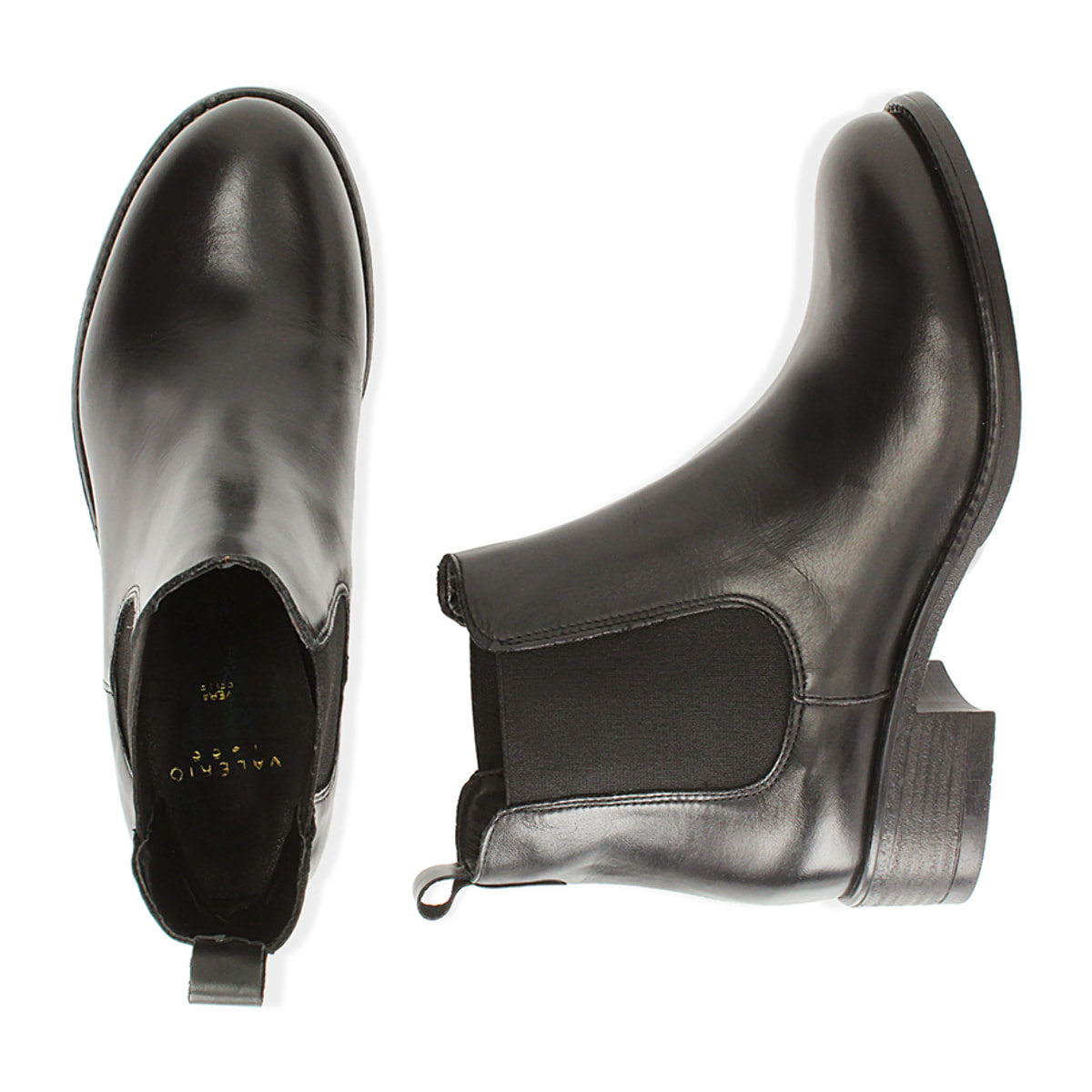 Chelsea boots neri in pelle, tacco 4 cm