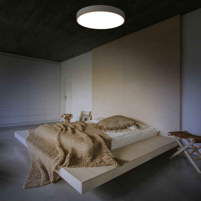 Forlight Stac - Plafón de Techo LED 40cm para Exterior con Luz Neutra 4000K de Acero en Color Blanco