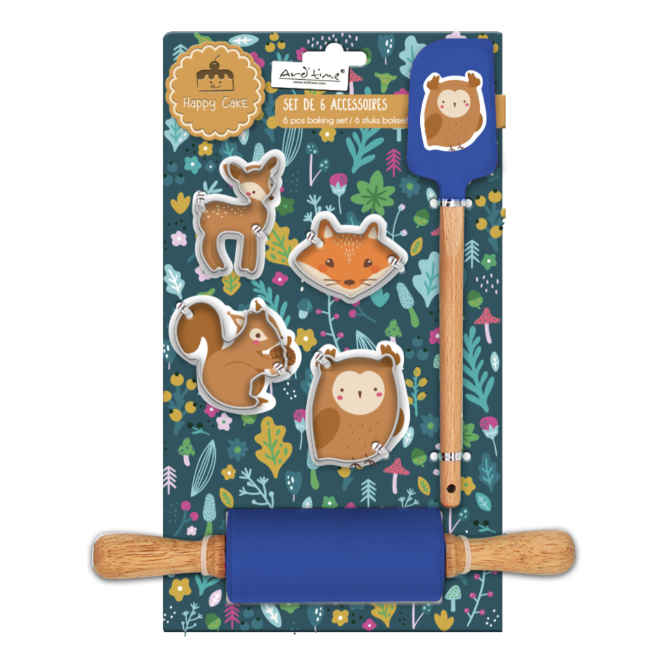 Lot de 6 accessoires forme hibou, Happy Cake