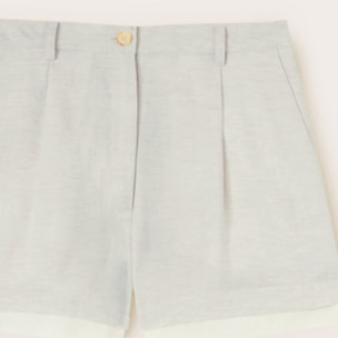 Motivi - Pantaloni cropped in misto lino - Bianco