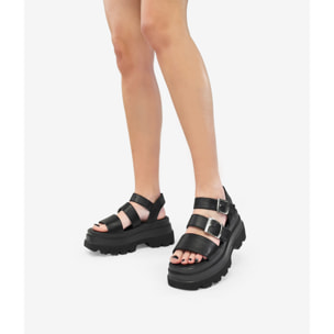Sandalias de plataforma negras con dos hebillas