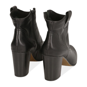 Ankle boots neri in pelle, tacco 7,50 cm