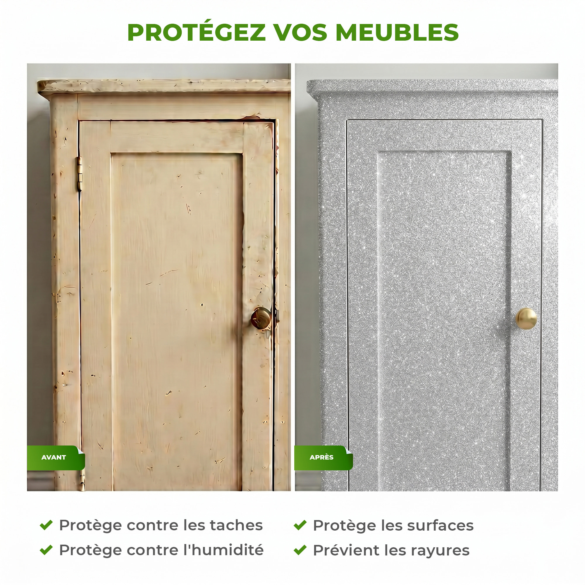 Rouleau adhésif décoratif Vinyle au Mètre - Argent - Sticker Lavable Imperméable Mur Cuisine Meubles