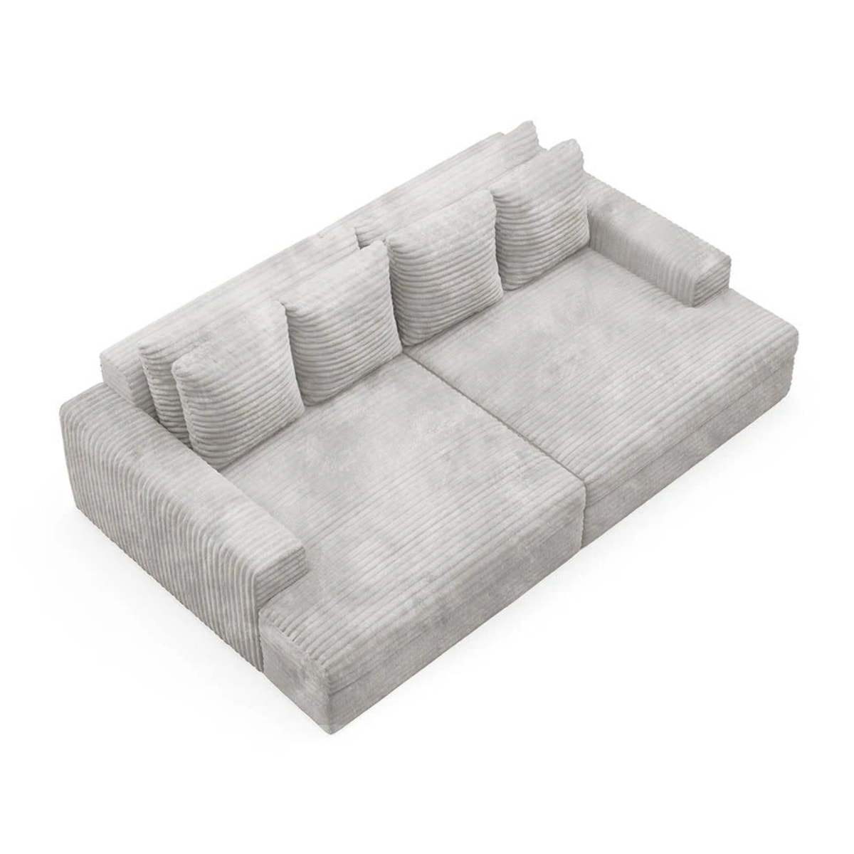 CAMELIA - Canapé 3 places en velours côtelé épais gris clair