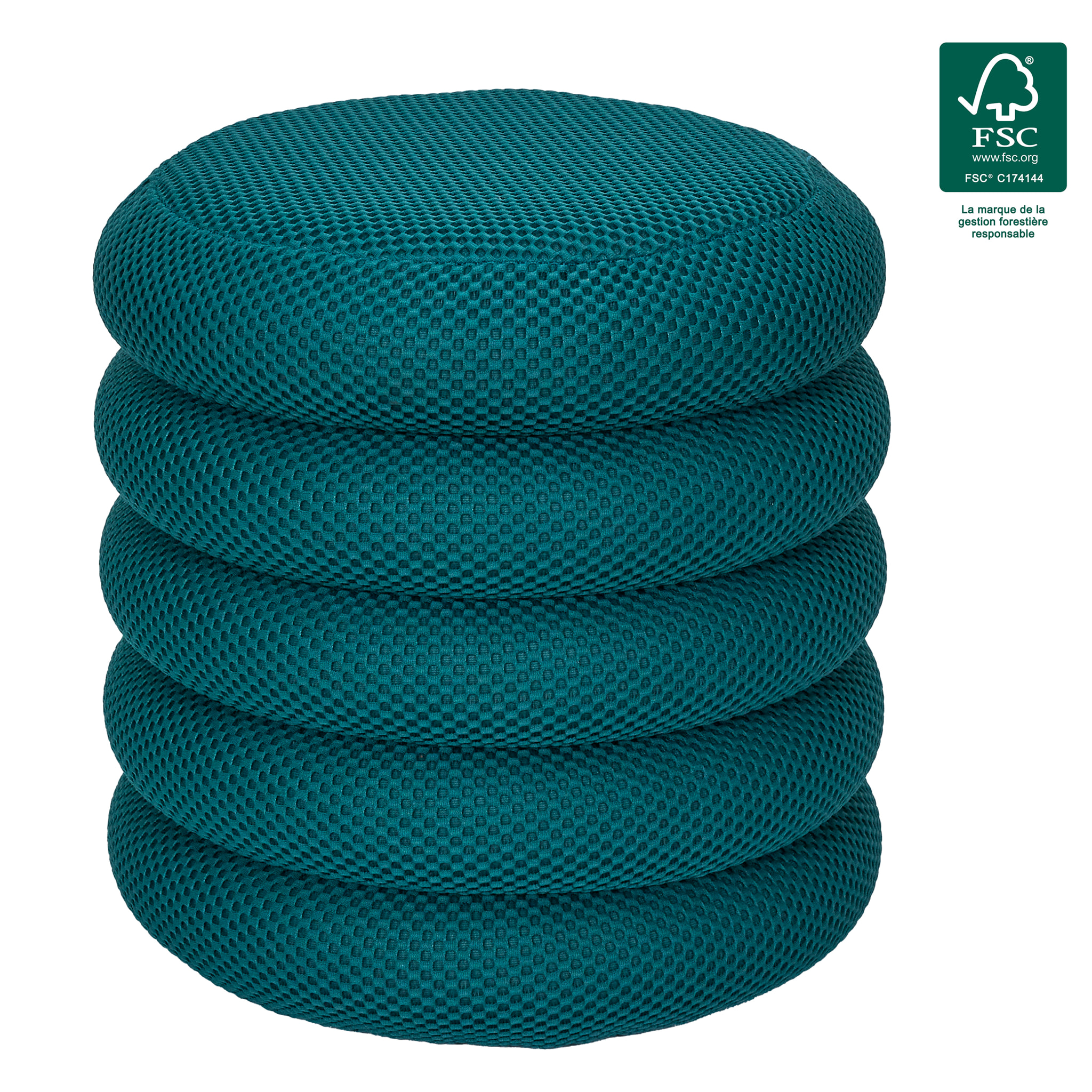 POUF RANGEMENT ATOME BLEU