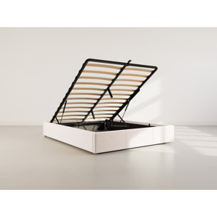 Isa - lit coffre - 160x200 cm - en velours côtelé - Beige