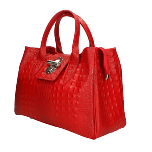 Borsa a mano da donna - Modello Ascoli - Pelle stampata cocco - 35.0 x 25.0 x 15.0 cm