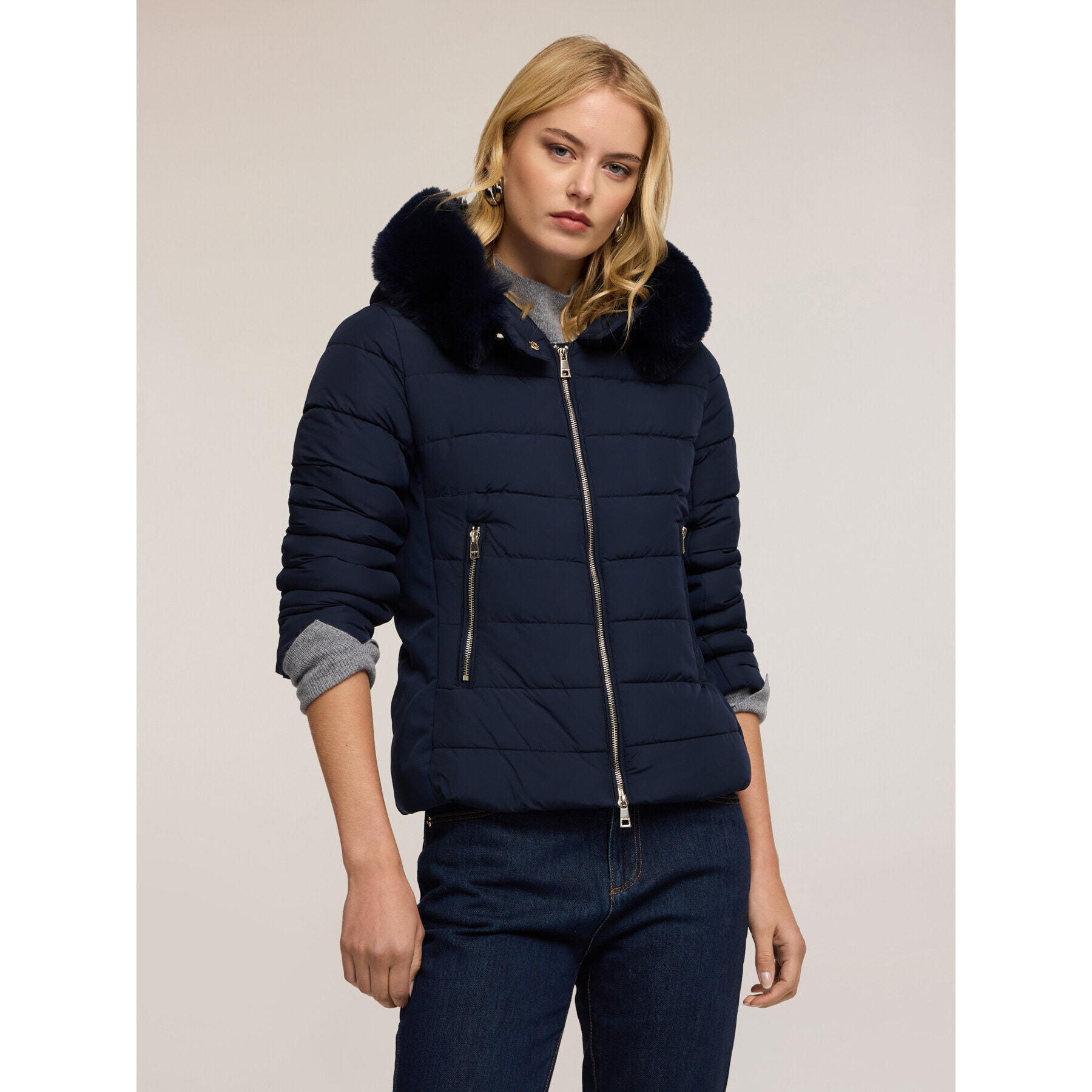 Motivi - Plumífero corto con capucha - Azul