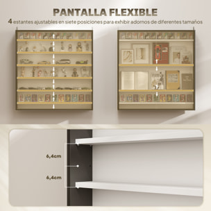 Vitrina Expositora para Colecciones de 7 Niveles, Vitrina de Pared, con Estantes Ajustables y 2 Puertas Correderas de Vidrio, para Perfumes, Figuras de Decoración, 80x9,5x83 cm, Negro