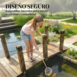 Puente de Jardín de Madera, 1,51 m, Puente Decorativo para Estanques Rústico con Barandillas de Seguridad, Carga 200 kg, Construcción Resistente, Carbonizado