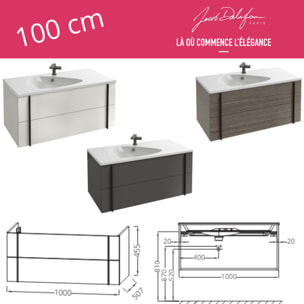 Meuble de salle de bain 100 cm Nouvelle Vague blanc brillant + colonne version gauche + pied