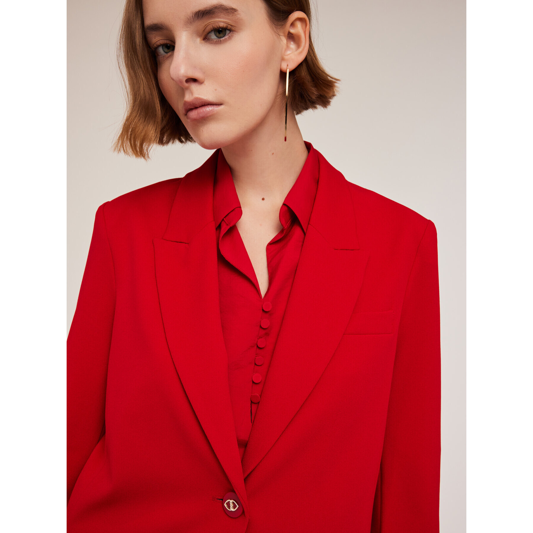 Motivi - Giacca monopetto in tessuto crêpe - Rosso