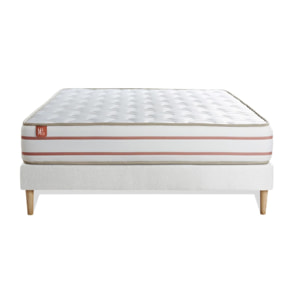Ensemble Matelas Le Doux - 24cm - Mémoire de forme - Zéro transfert de mouvement - Sommier kit Blanc