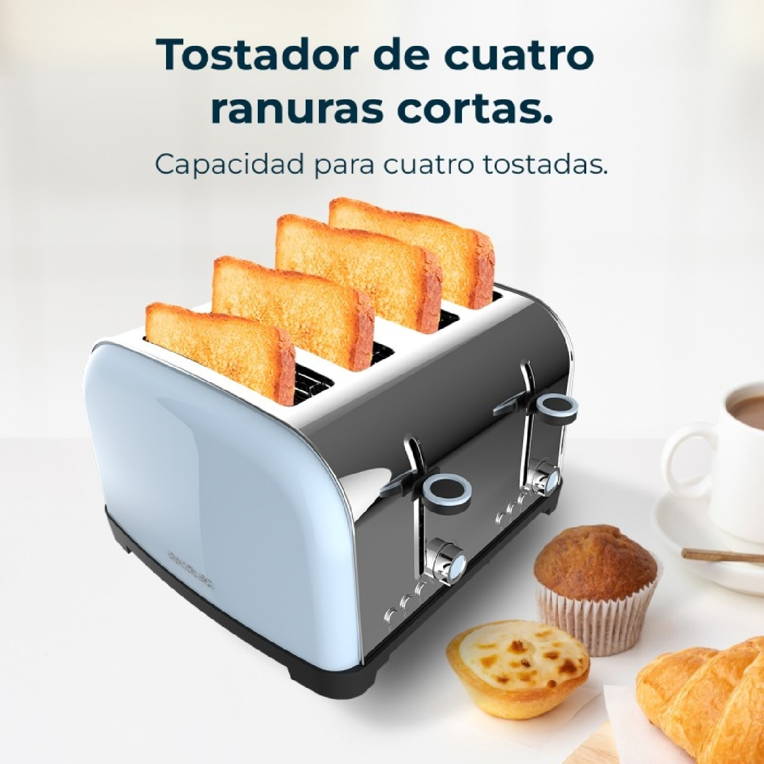 Cecotec Tostador vertical Toastin' time 1700 Double Blue 1700W de Potencia Doble