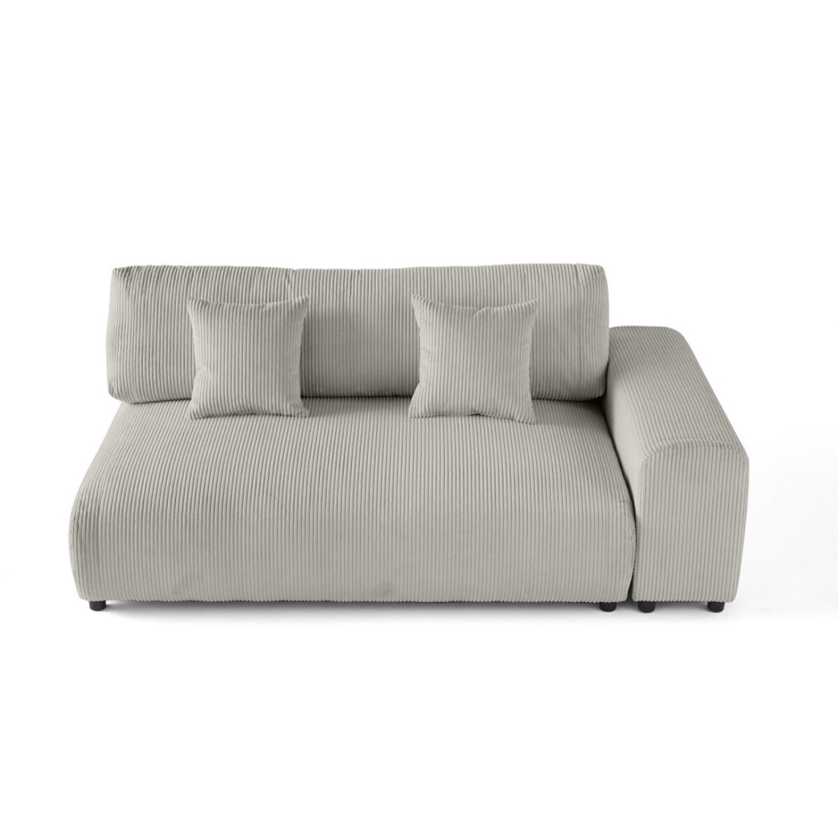 Garance - module d'assise 3 places avec accoudoir droit - en velours côtelé - Gris clair