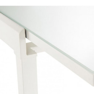 Table extensible compact plateau verre blanc 110/165 cm - TESS