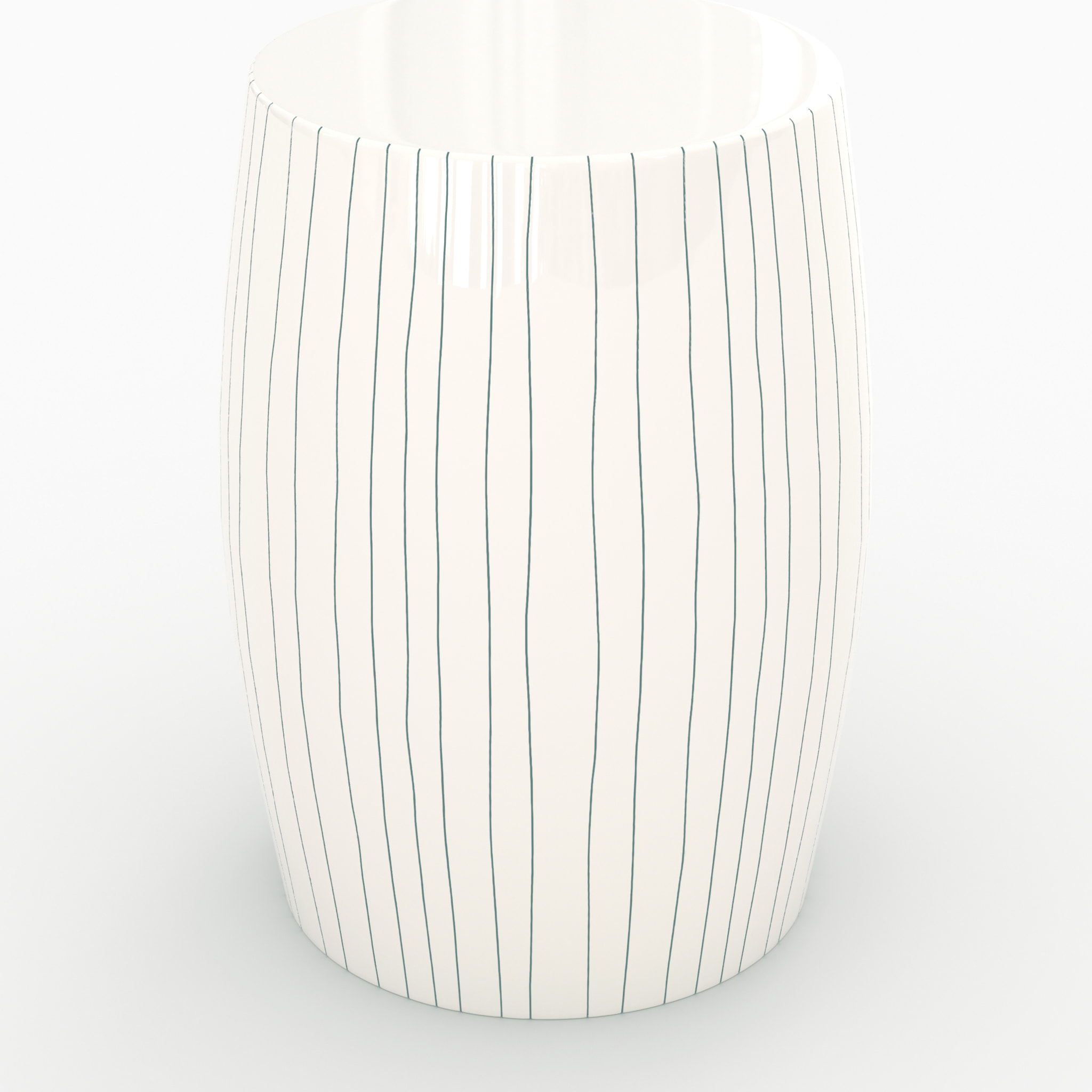 Table d'appoint ronde en métal blanc rayé D26 cm - Nello