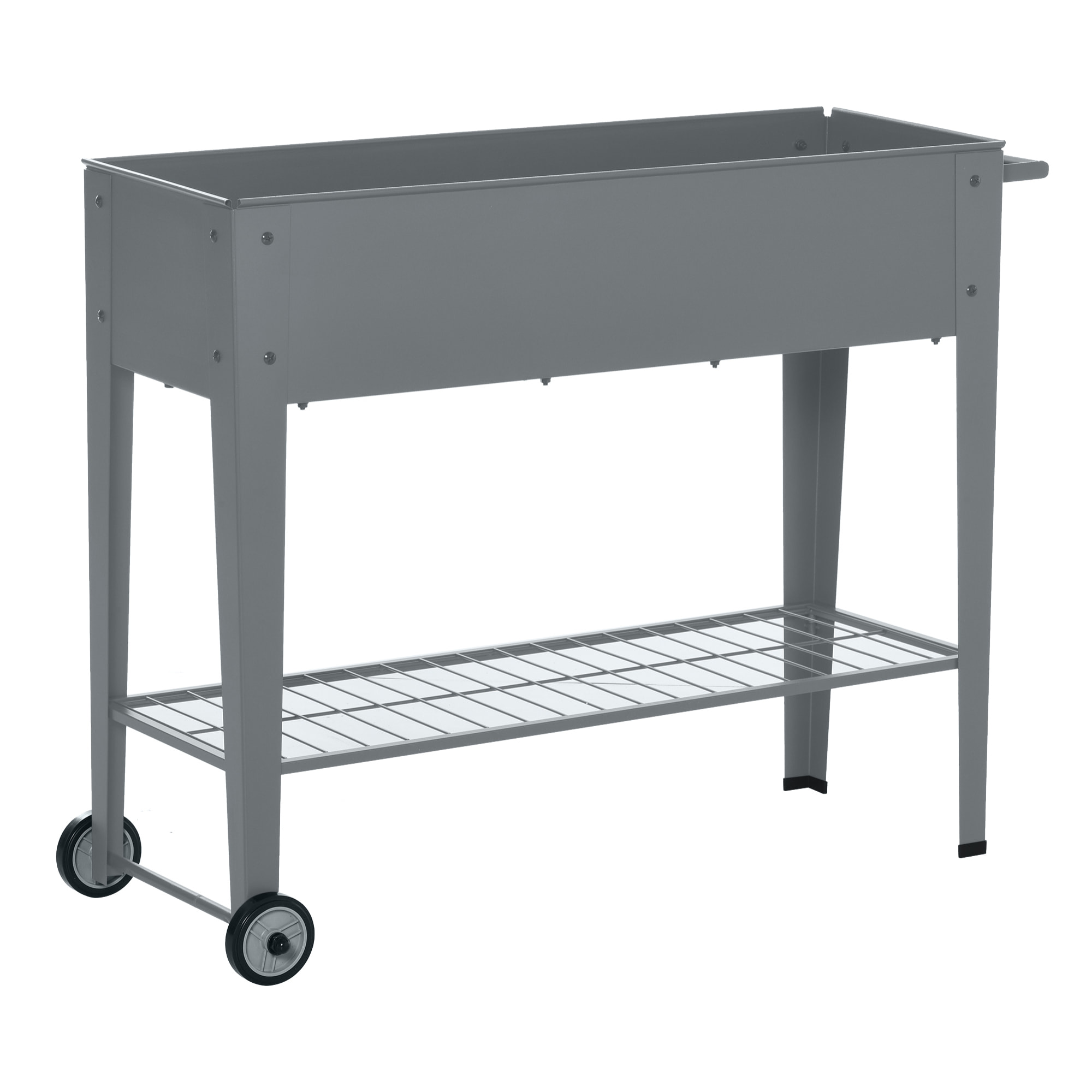 Jardinière sur pieds potager dim. 104L x 39l x 80H cm étagère 2 roues + insert d'irrigation métal gris