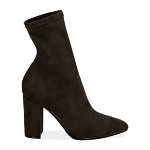 Ankle boots neri in microfibra, tacco colonna 9,5 cm