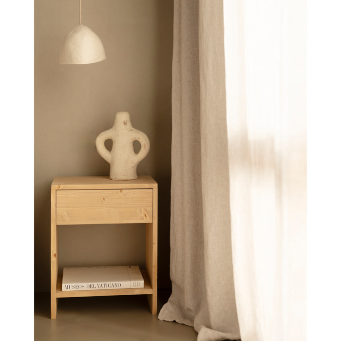 Pack de 2 mesitas de madera maciza con un cajón en tono roble medio de varias medidas