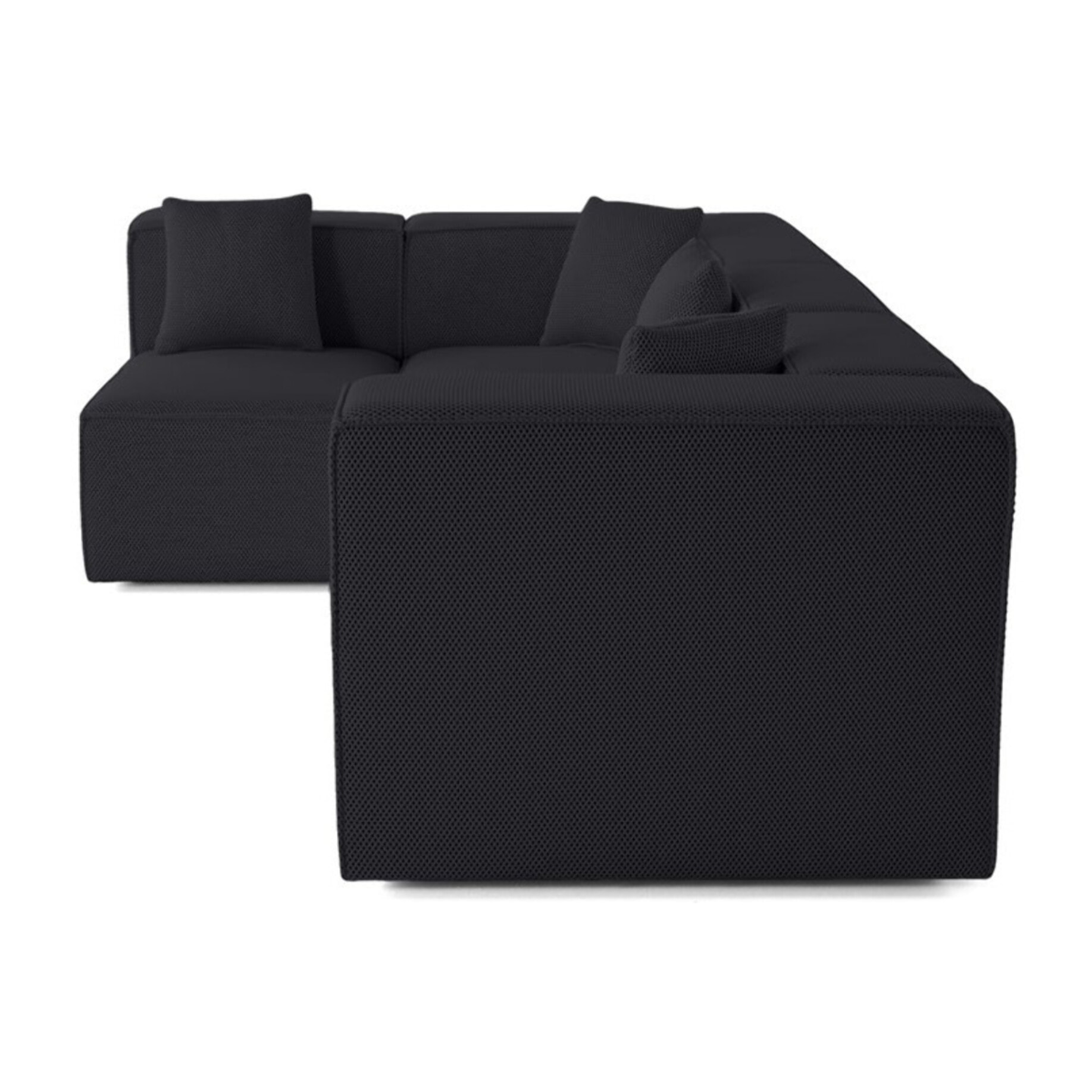 Arty - canapé modulable d'angle gauche 5 places - en tissu mailles 3D - Noir